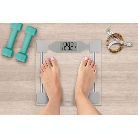 Thinner by Conair Digital Precision Glass Bathroom Scale in Silver - Picture 1 of 4